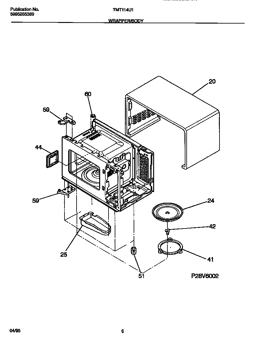 Tappan TMT114U1W0 wrapper/body diagram