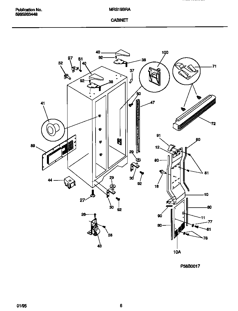 Universal/Multiflex (Frigidaire) MRS19BRAW2 cabinet diagram