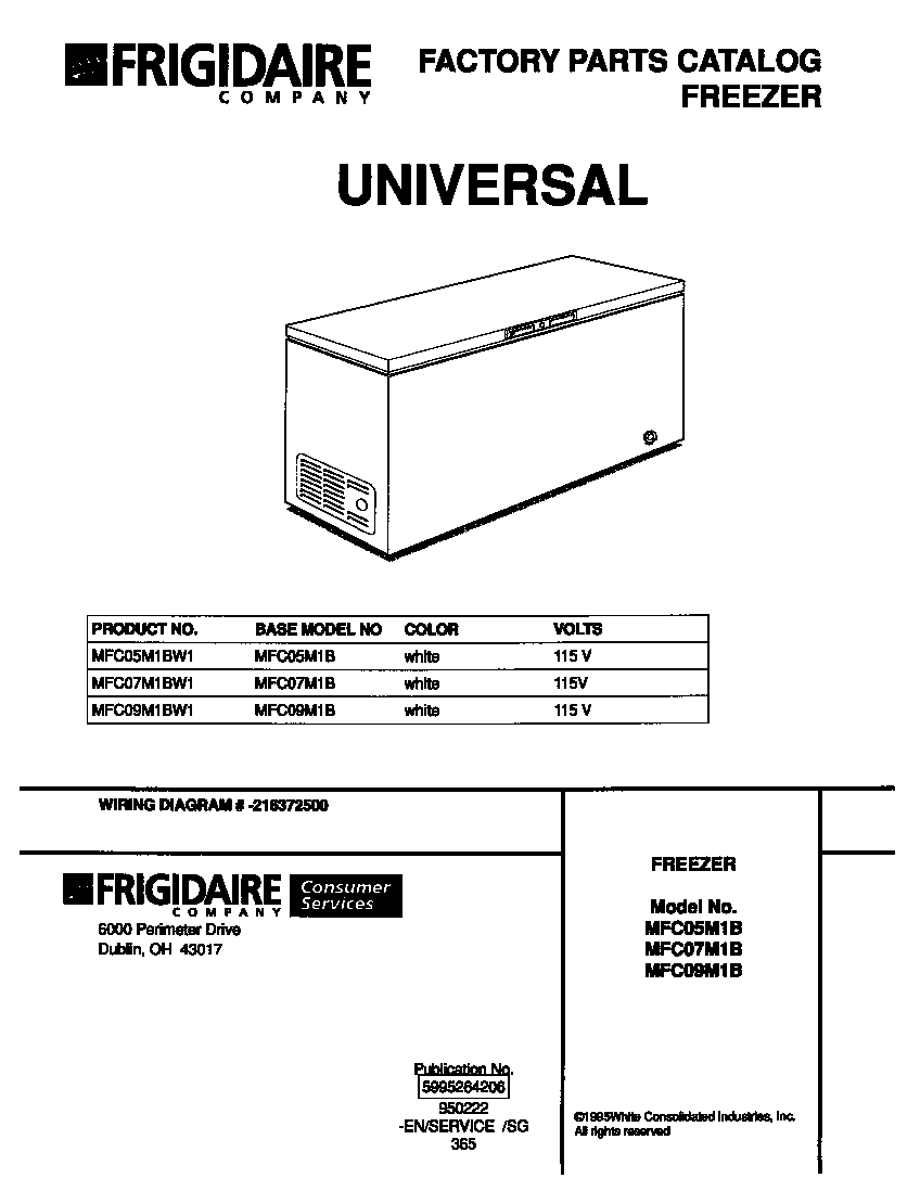 Universal/Multiflex (Frigidaire) MFC09M1BW1 null diagram