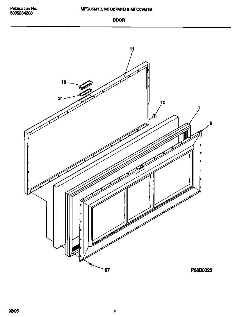 Universal/Multiflex (Frigidaire) MFC09M1BW1 door diagram