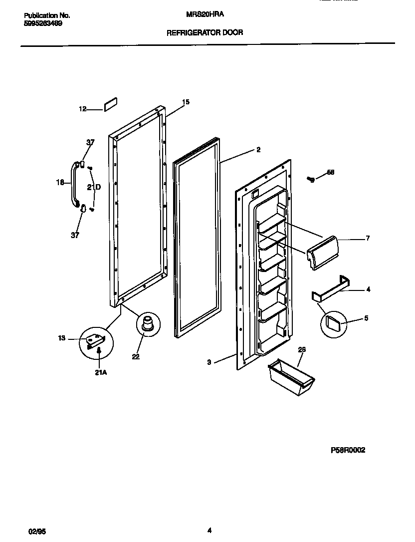 Universal/Multiflex (Frigidaire) MRS20HRAW4 refrigerator door diagram