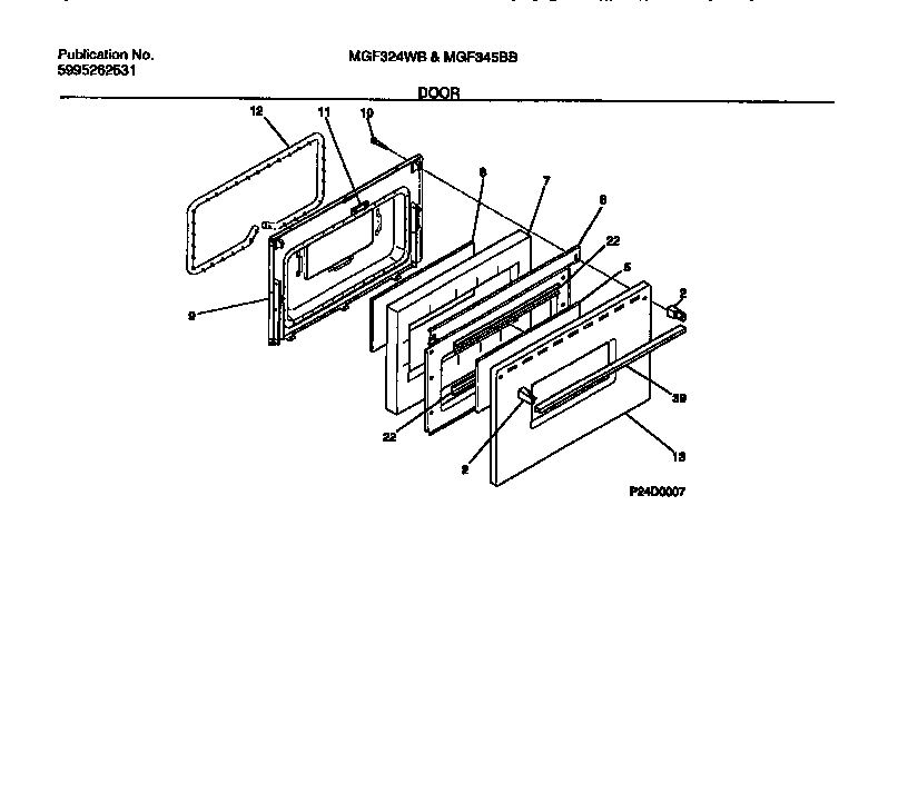 Universal/Multiflex (Frigidaire) MGF324WBSB door diagram