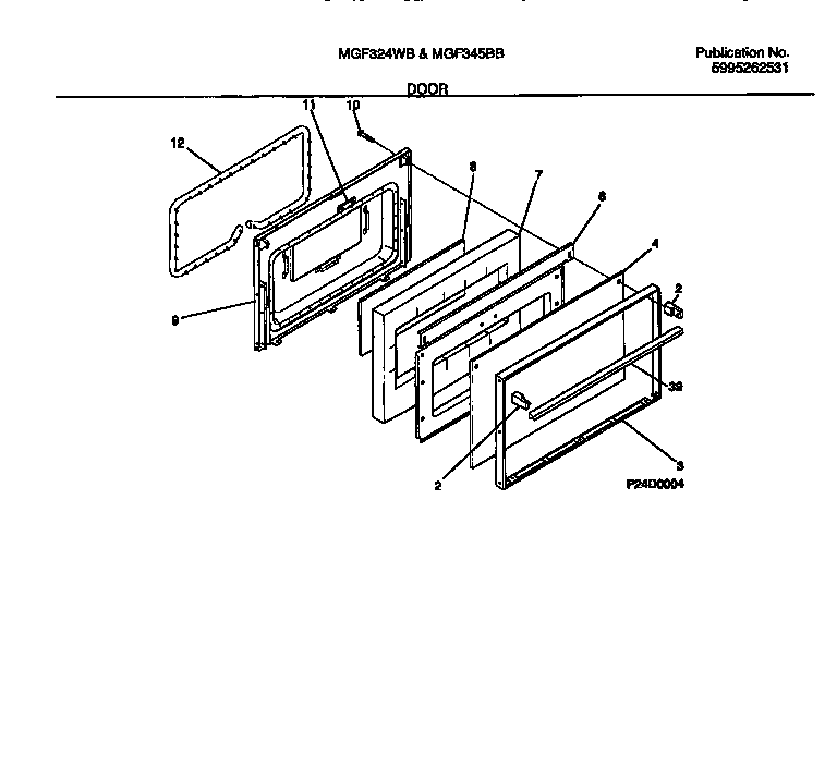 Universal/Multiflex (Frigidaire) MGF324WBSB door diagram