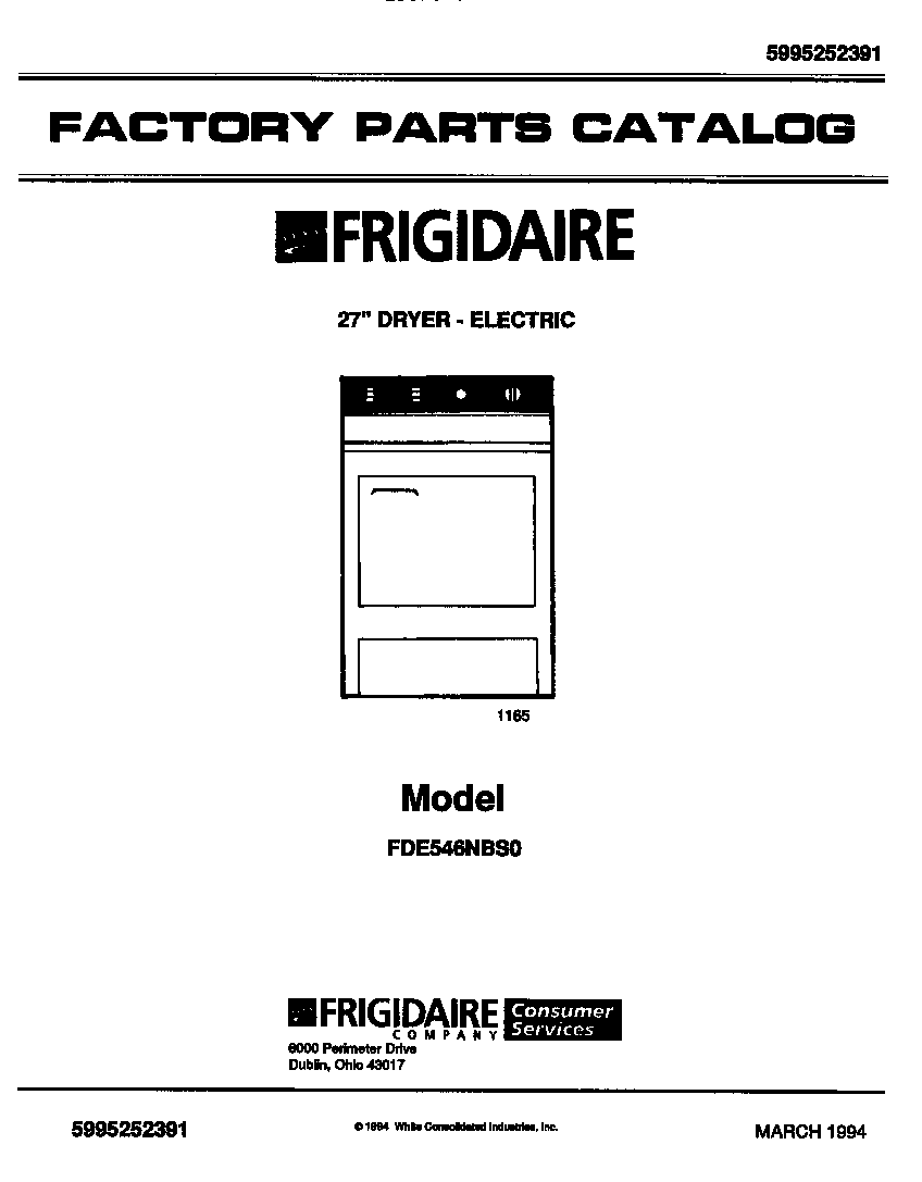 Frigidaire FDE546NBT0 cover diagram