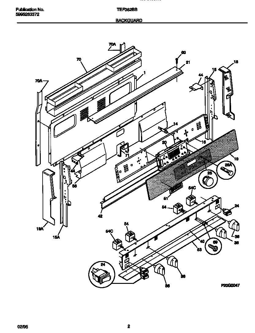 Tappan TEF362BBBA backguard diagram
