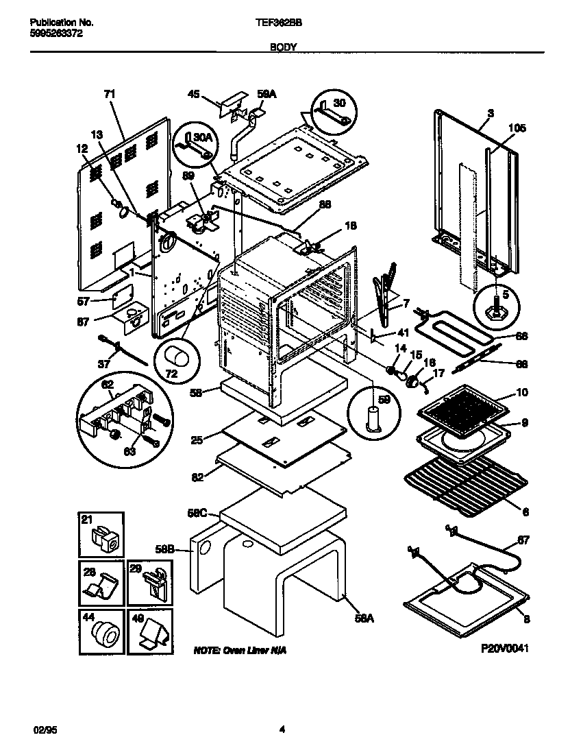 Tappan TEF362BBBA body diagram