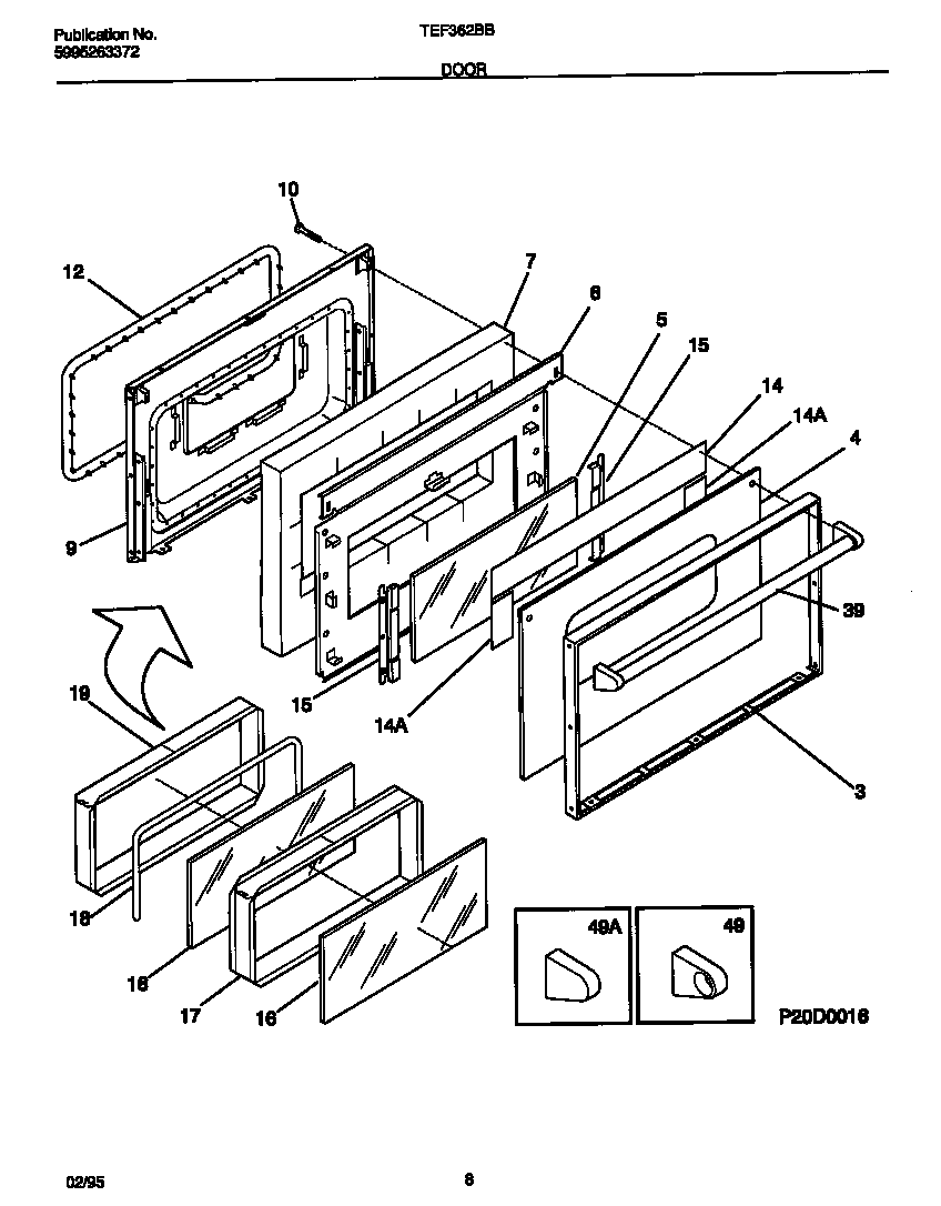 Tappan TEF362BBBA door diagram