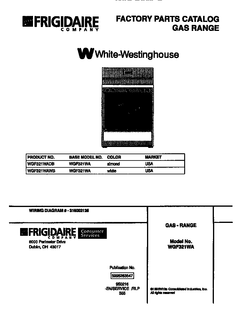 White-Westinghouse WGF321WAWB cover diagram