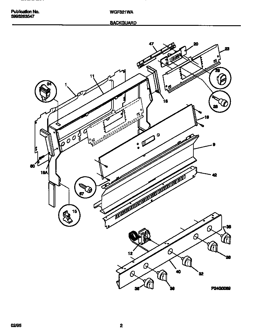White-Westinghouse WGF321WAWB backguard diagram