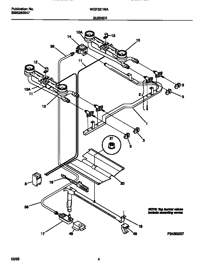 White-Westinghouse WGF321WAWB burner diagram