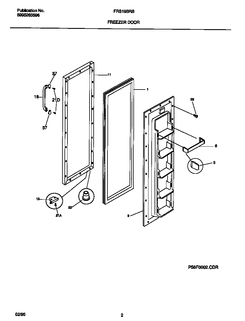 Frigidaire FRS19BRBD1 freezer door diagram