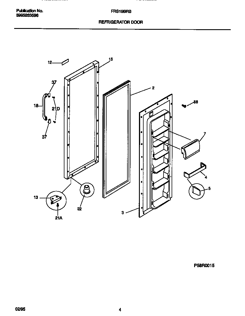 Frigidaire FRS19BRBD1 refrigerator door diagram