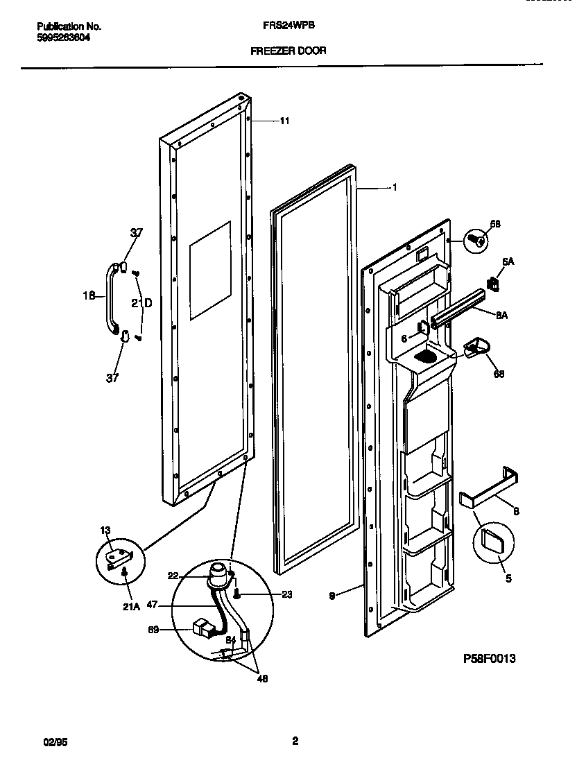 Frigidaire FRS24WPBW1 freezer door diagram
