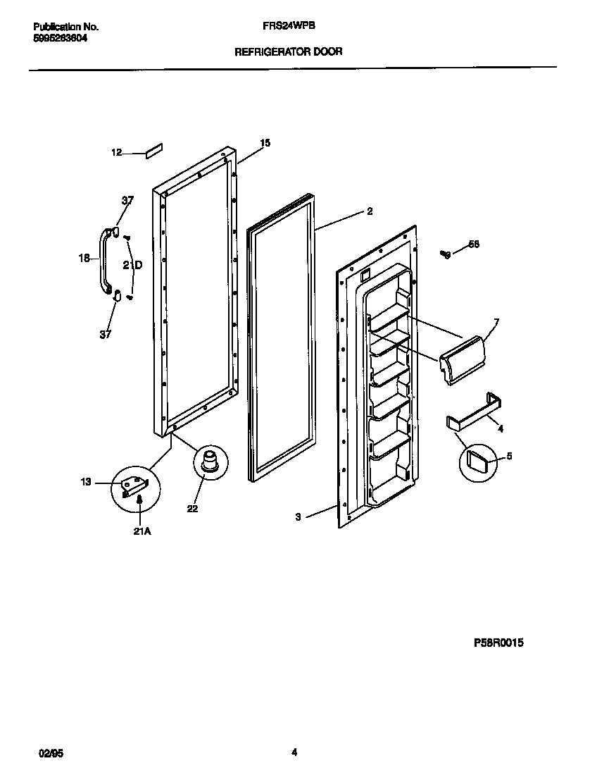 Frigidaire FRS24WPBW1 refrigerator door diagram
