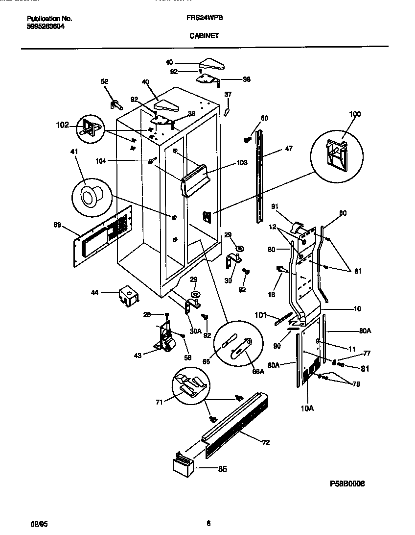 Frigidaire FRS24WPBW1 cabinet diagram