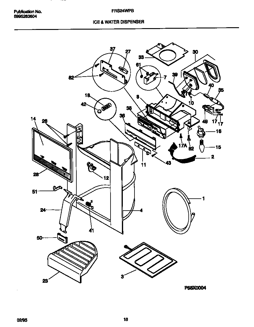 Frigidaire FRS24WPBW1 ice & water dispenser diagram