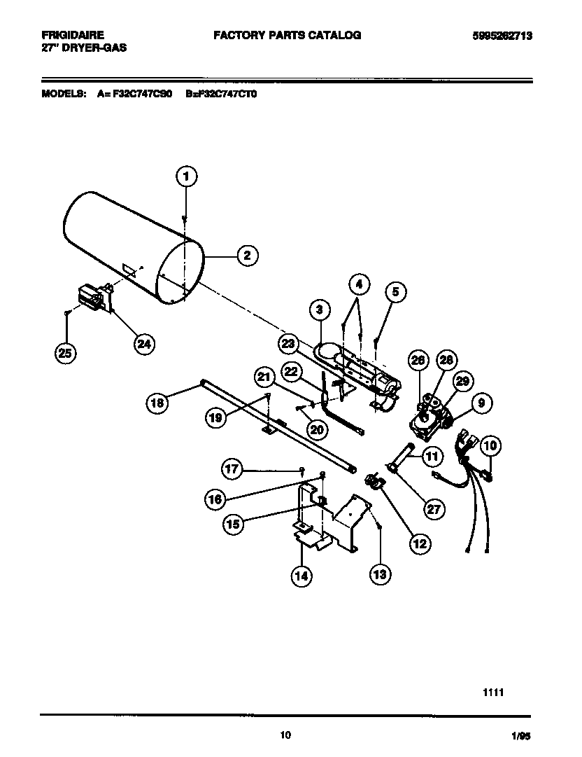 Frigidaire F32C747CT0 gas valve, burner assembly, sensor diagram