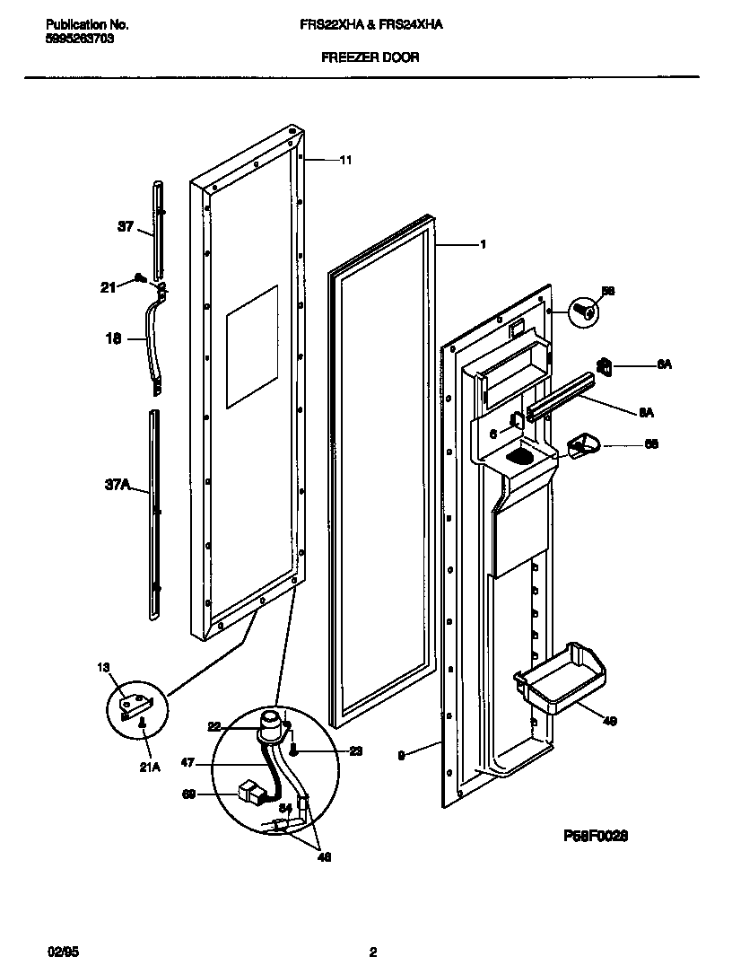 Frigidaire FRS22XHAB2 freezer door diagram