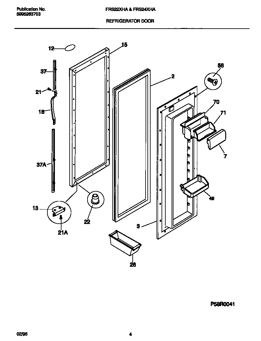 Frigidaire FRS22XHAB2 refrigerator door diagram