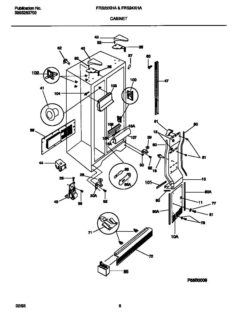 Frigidaire FRS22XHAB2 cabinet diagram