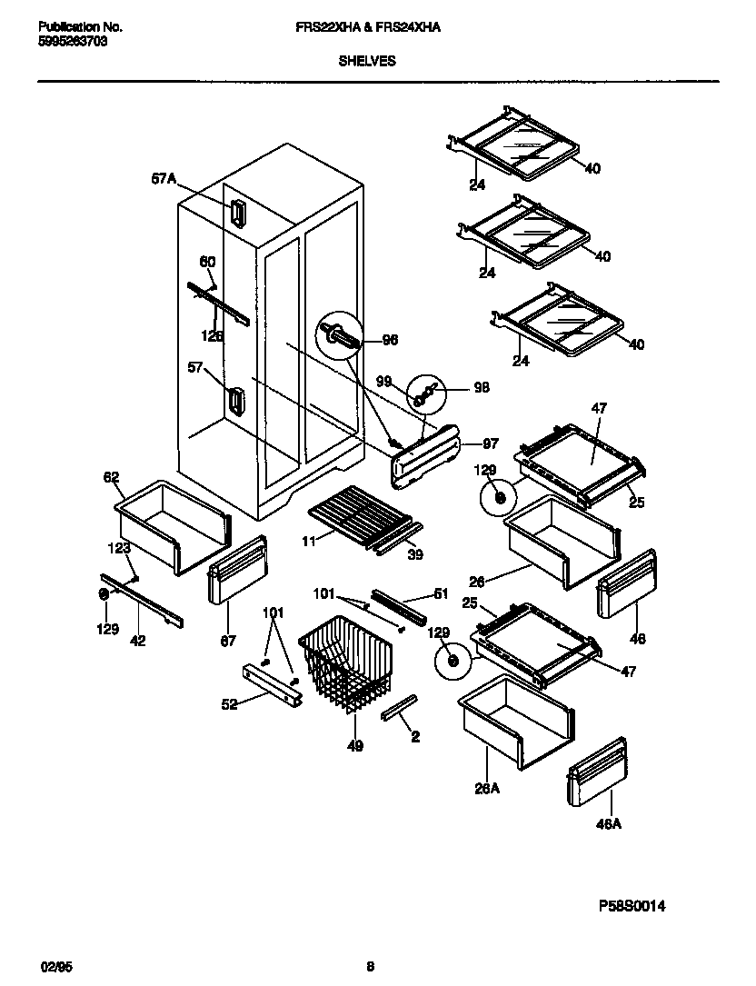 Frigidaire FRS22XHAB2 shelves diagram