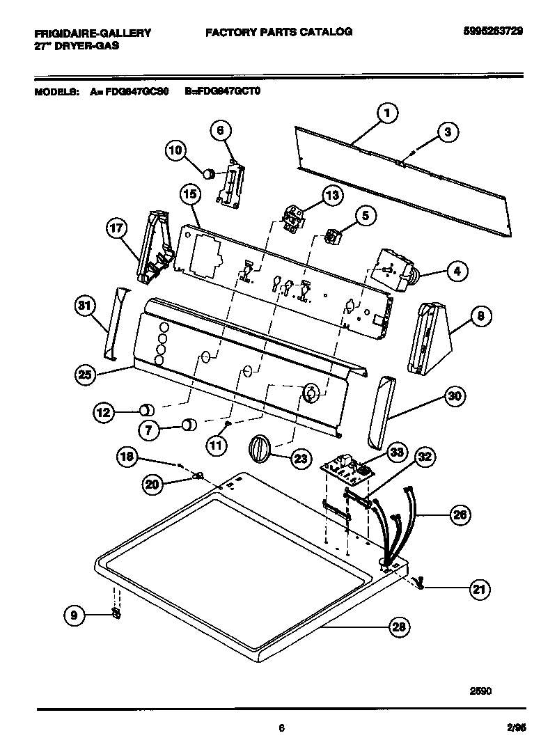 Frigidaire FDG847GCS0 console, controls, top panel diagram