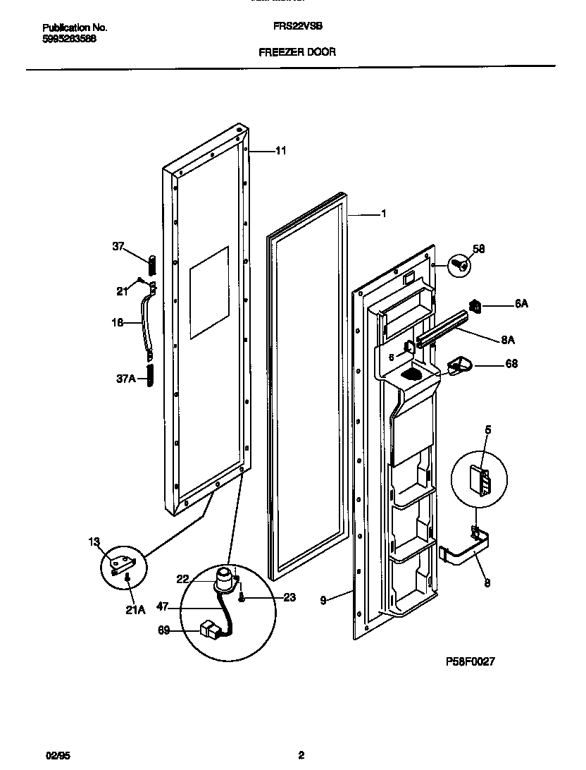 Frigidaire FRS22VSBW1 freezer door diagram
