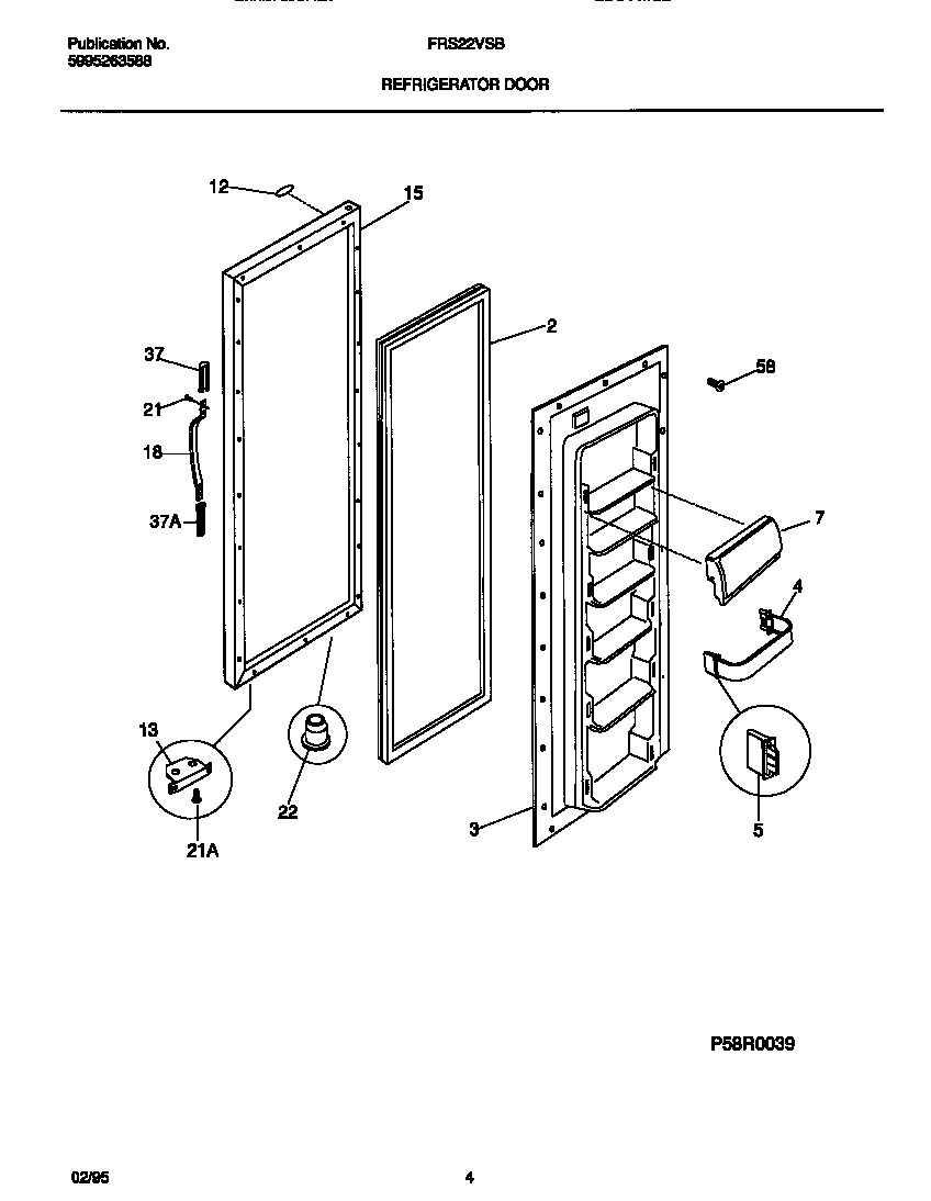 Frigidaire FRS22VSBW1 refrigerator door diagram