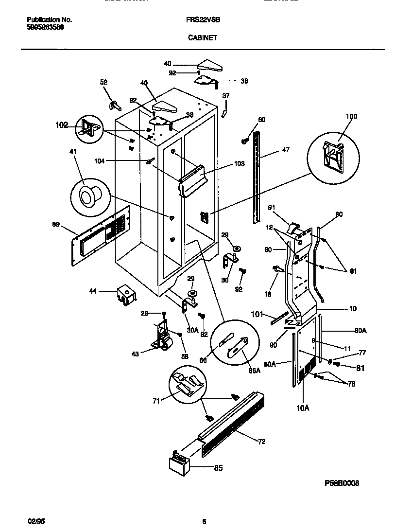 Frigidaire FRS22VSBW1 cabinet diagram