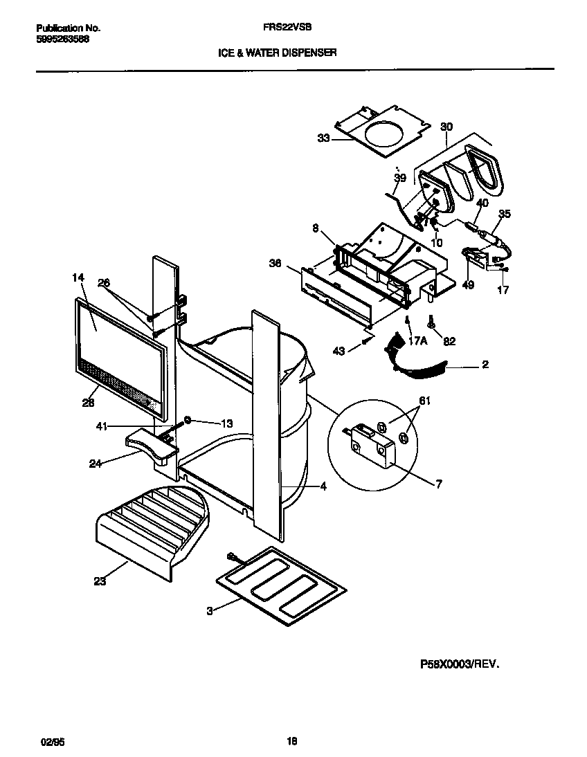 Frigidaire FRS22VSBW1 ice & water dispenser diagram