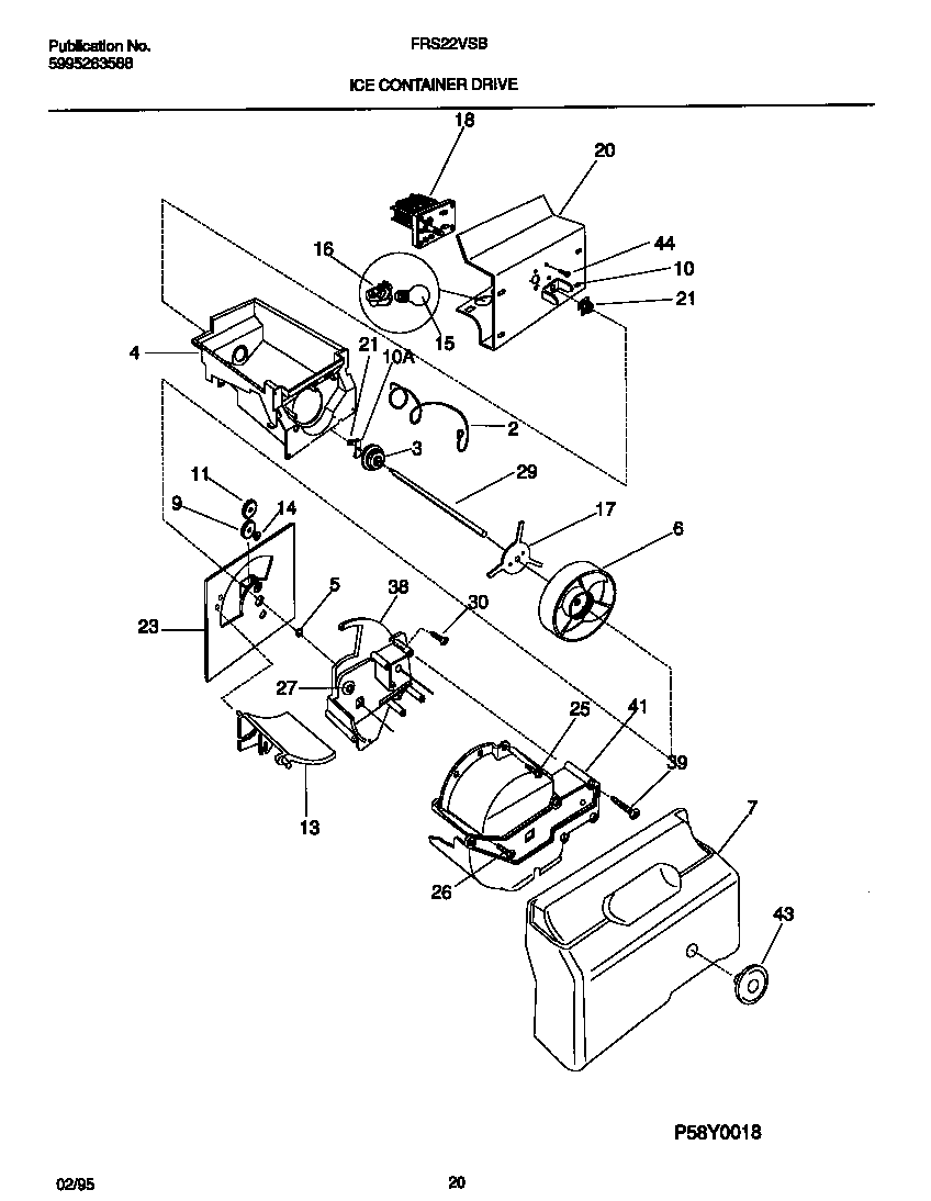 Frigidaire FRS22VSBW1 ice container drive diagram