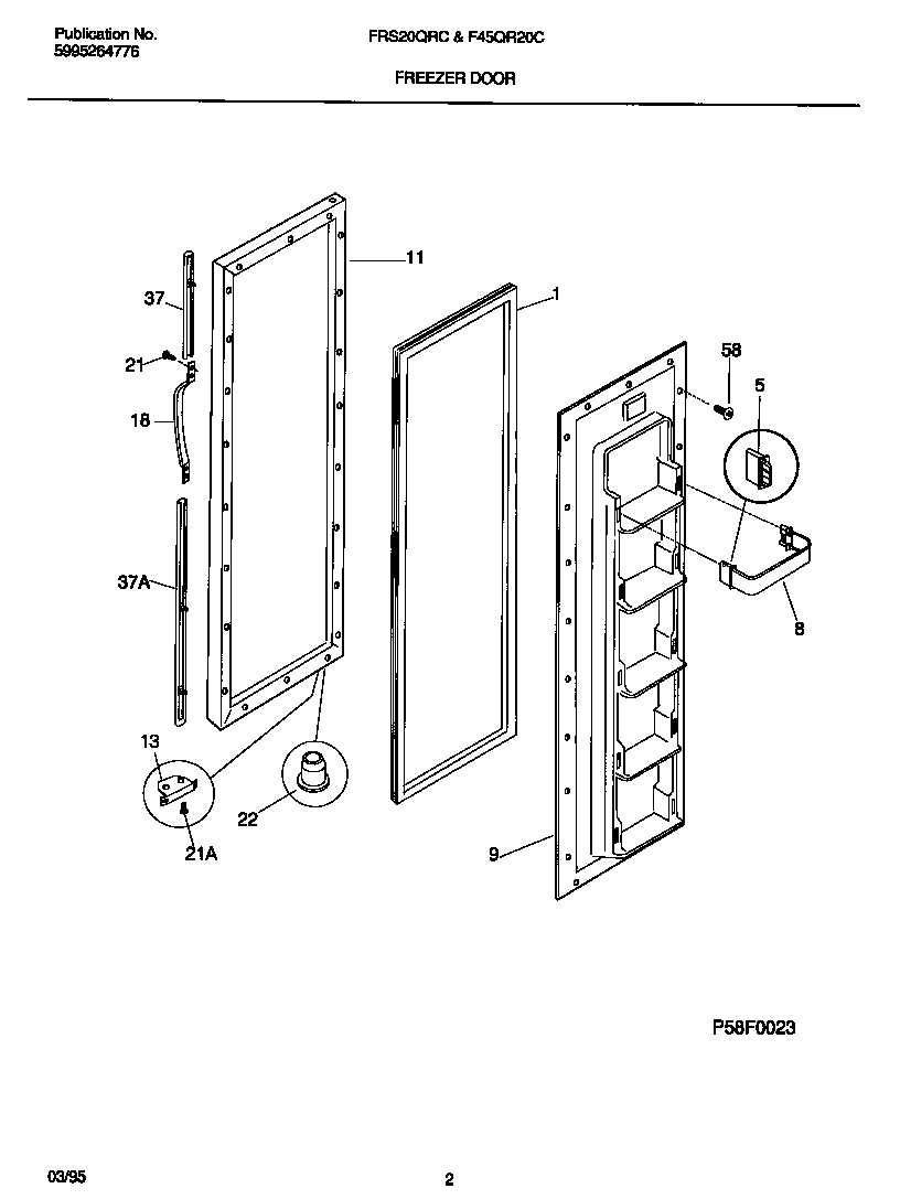 Frigidaire FRS20QRCD0 freezer door diagram