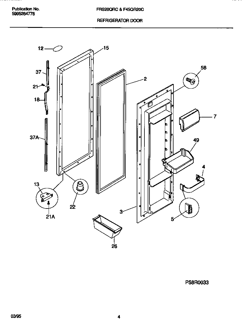Frigidaire FRS20QRCD0 refrigerator door diagram