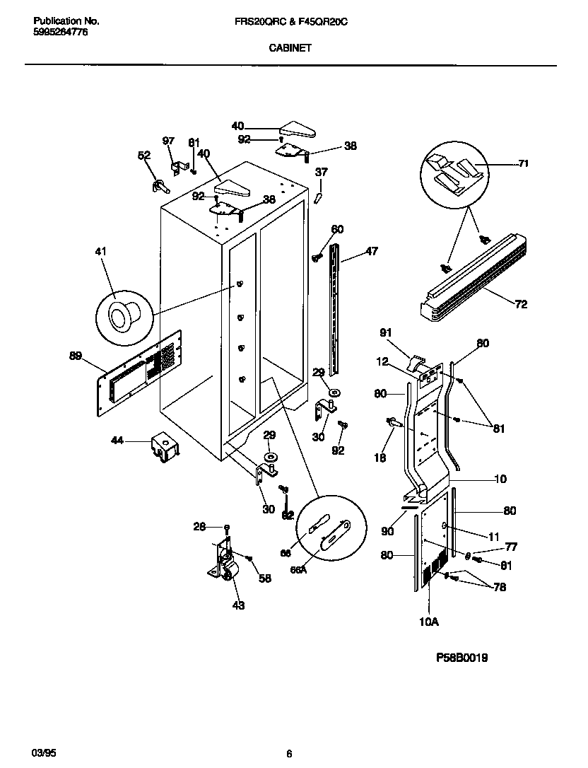 Frigidaire FRS20QRCD0 cabinet diagram