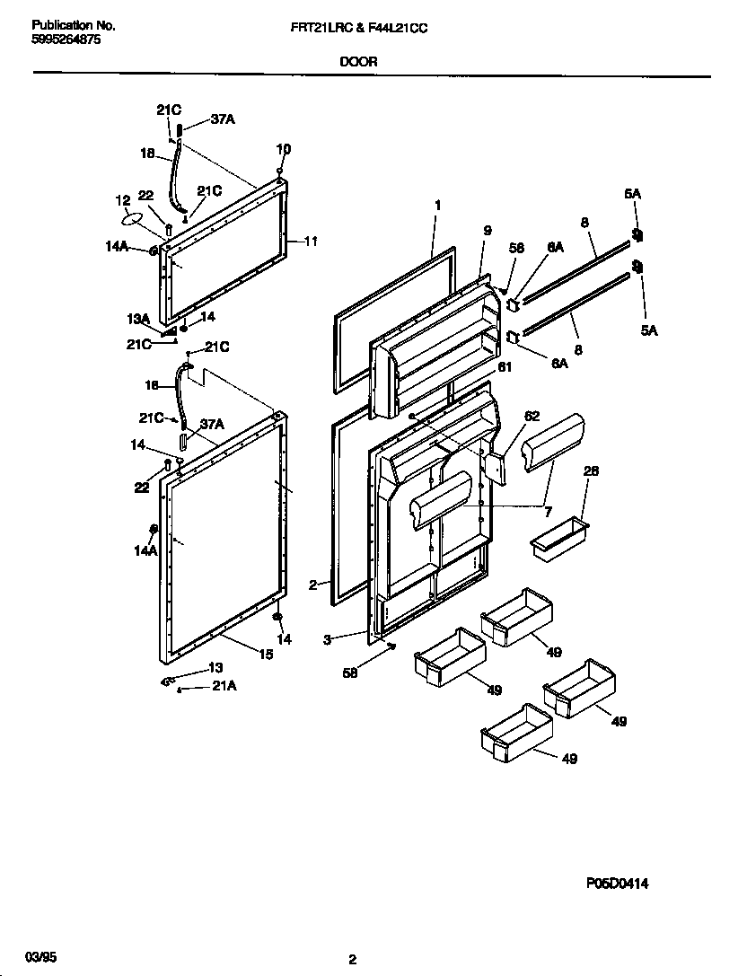 Frigidaire F44L21CCW0 door diagram