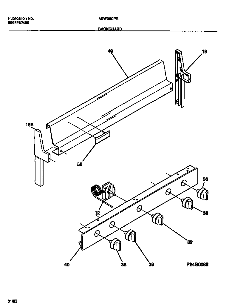 Universal/Multiflex (Frigidaire) MGF311SBDB backguard diagram
