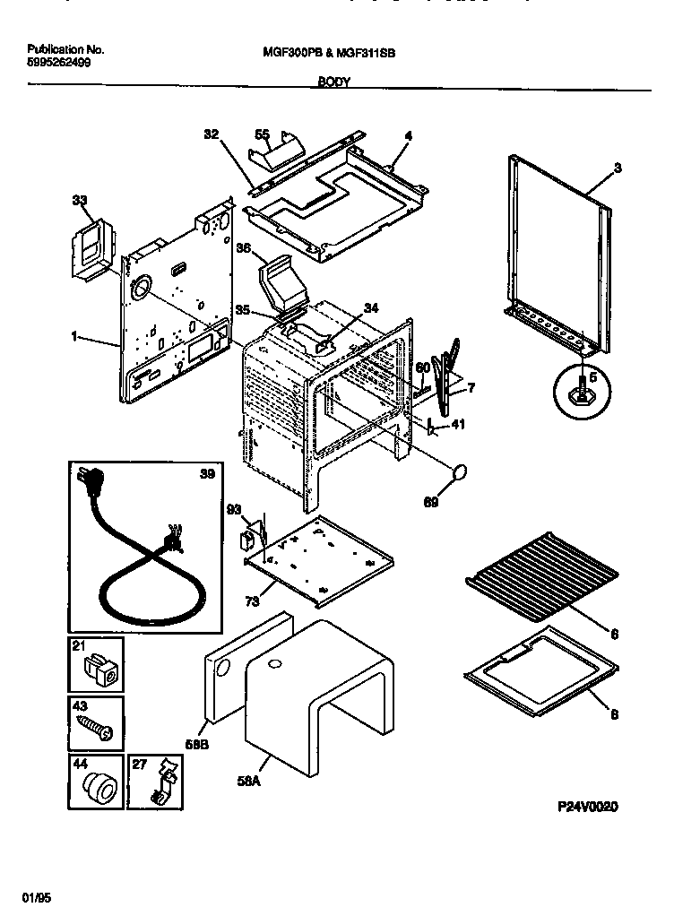 Universal/Multiflex (Frigidaire) MGF311SBDB body diagram
