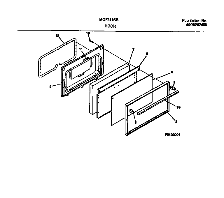 Universal/Multiflex (Frigidaire) MGF311SBDB door diagram