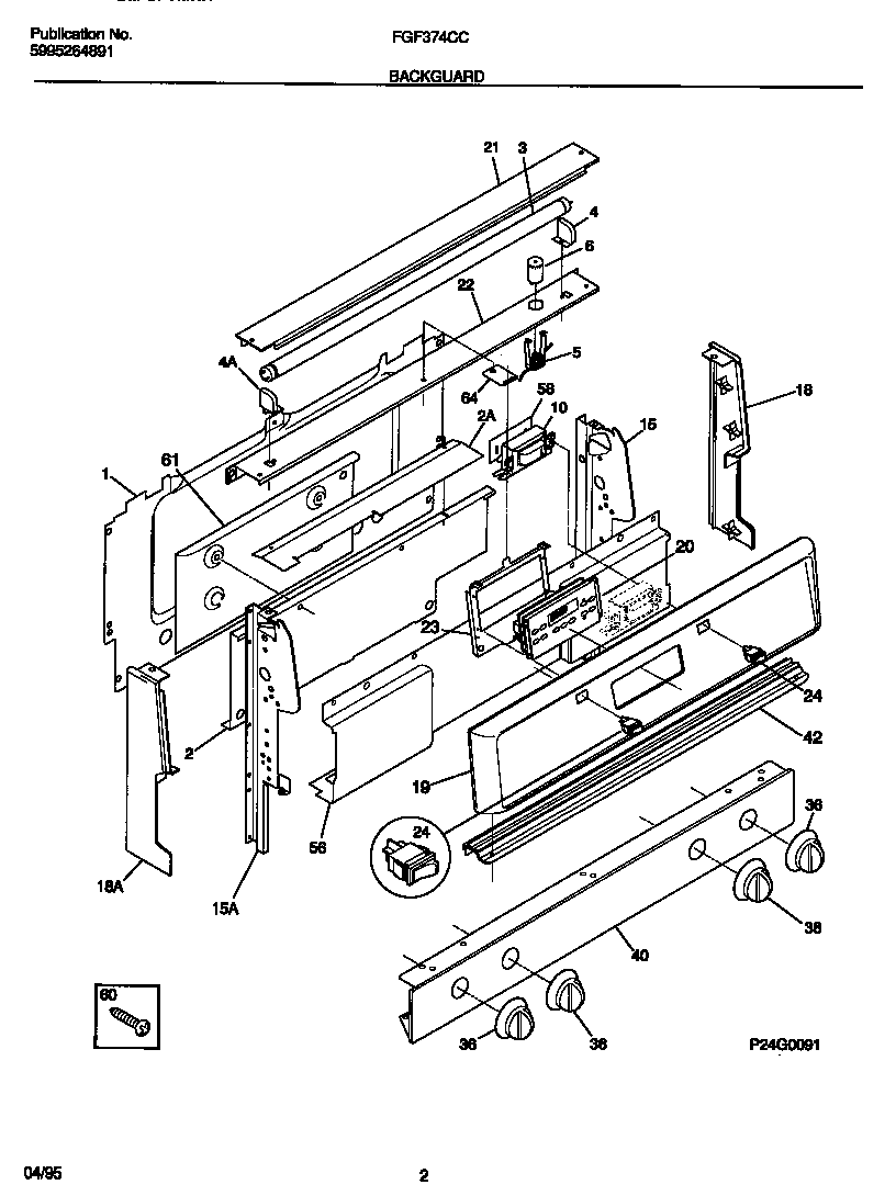Frigidaire FGF374CCSA backguard diagram