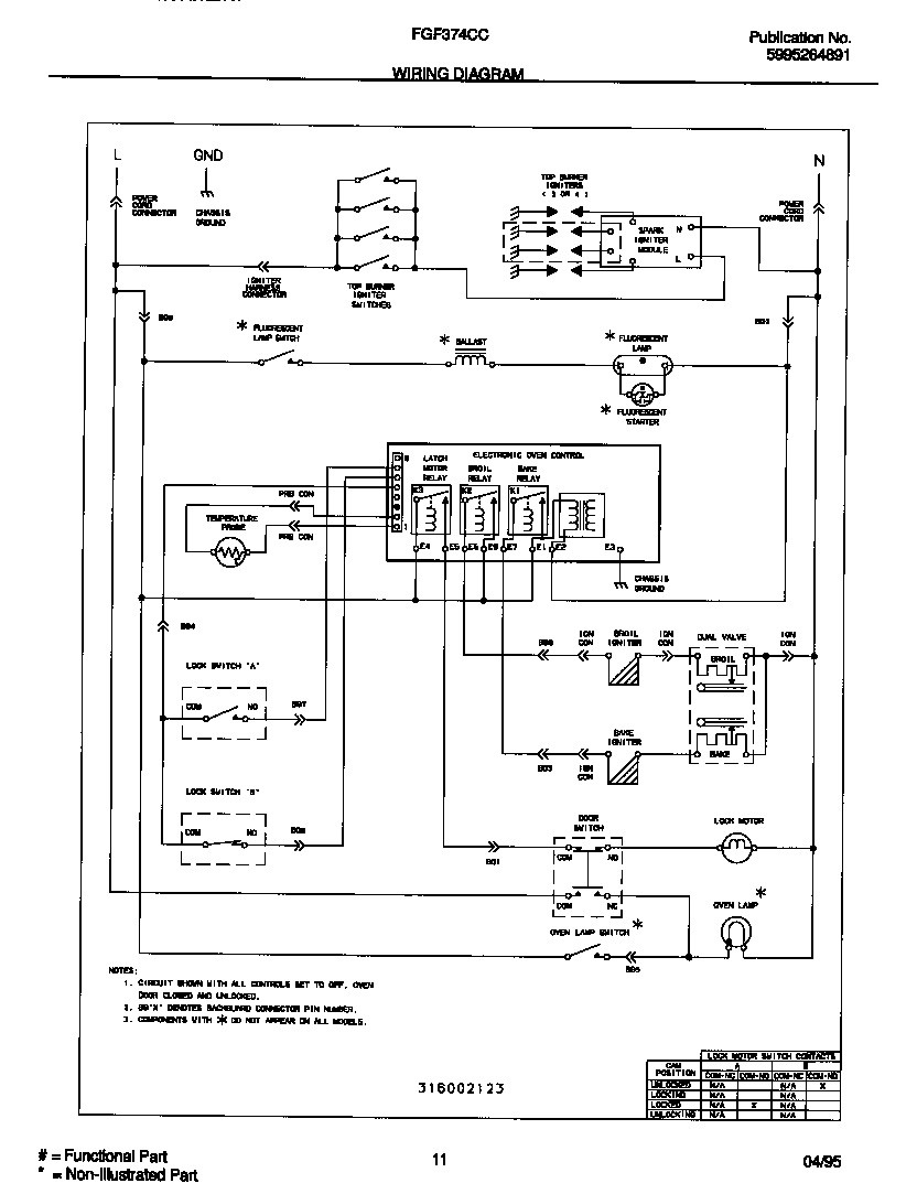 Frigidaire FGF374CCSA wiring  diagram diagram
