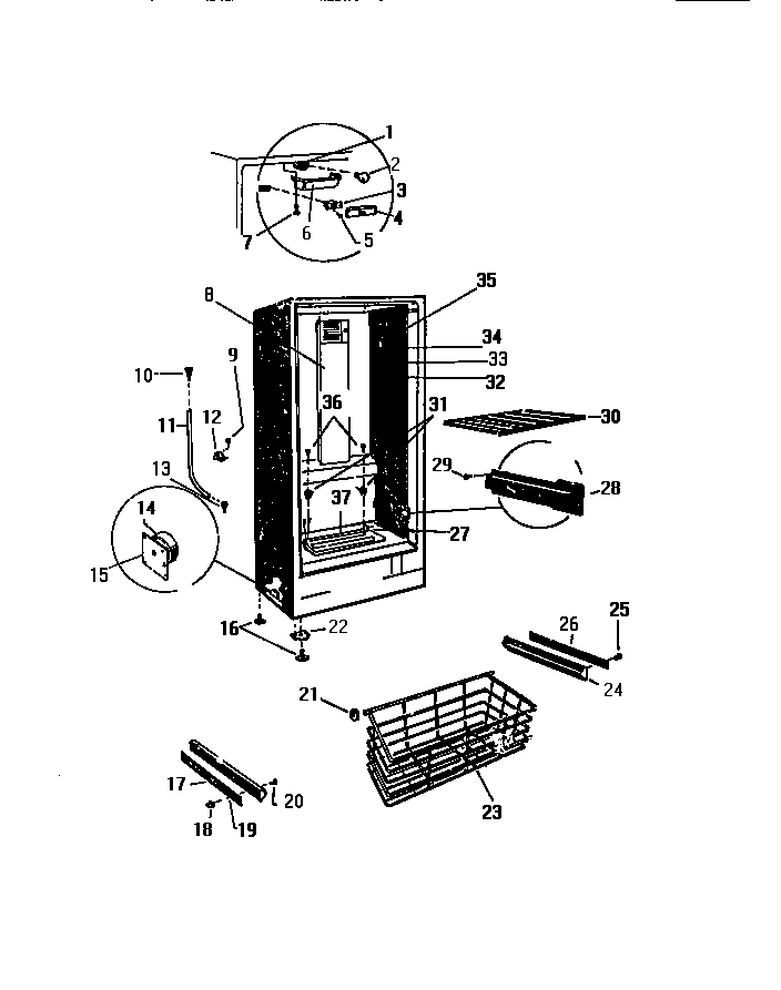 White-Westinghouse FU017RRW1 cabinet diagram