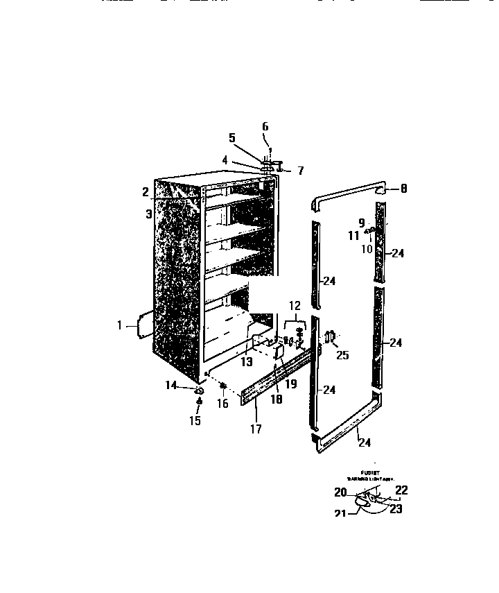 White-Westinghouse FU017RRW1 cabinet diagram