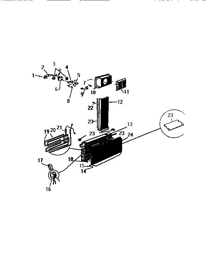 White-Westinghouse FU017RRW1 evaporator, fan assembly diagram