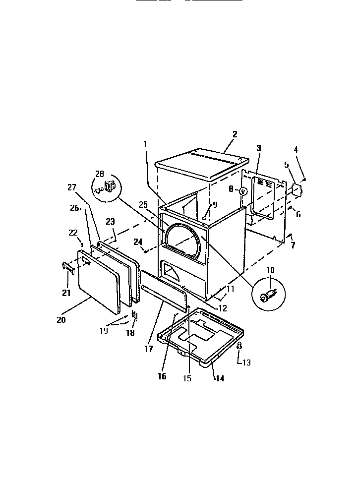 Kelvinator DGA500A1W cabinet diagram