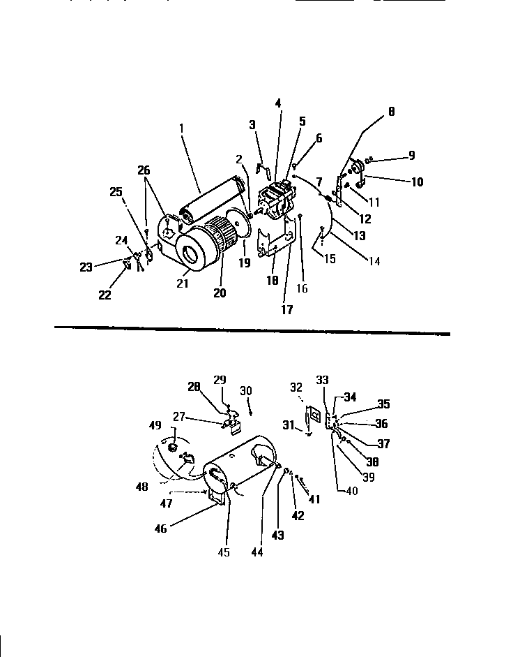 Kelvinator DGA500A1W blower & heater housing components diagram