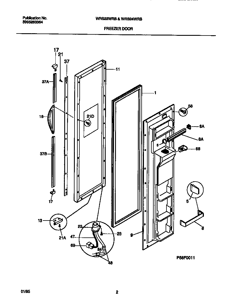 White-Westinghouse WRS24WRBW1 freezer door diagram