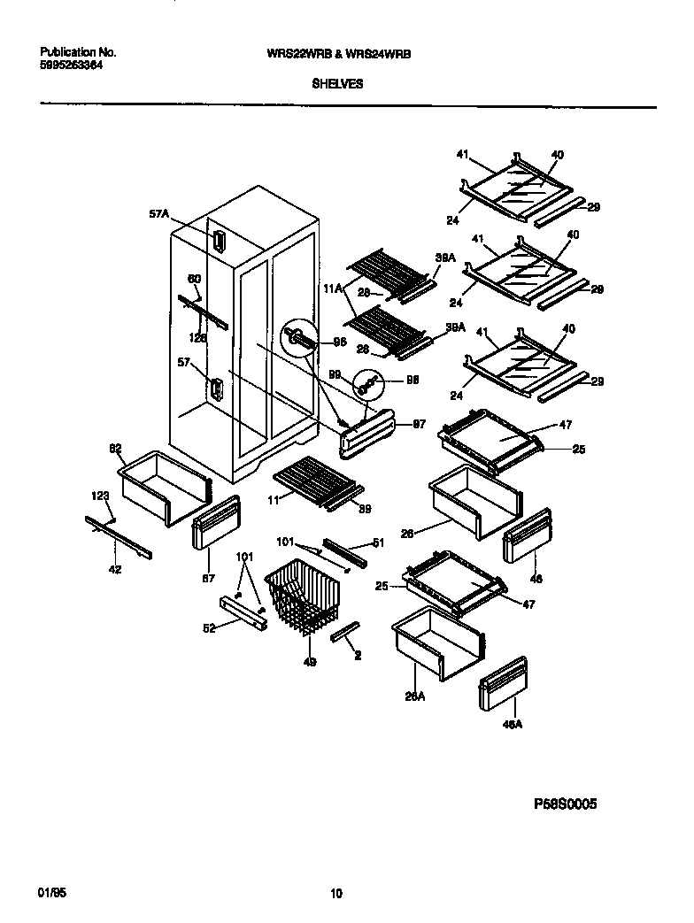 White-Westinghouse WRS24WRBW1 shelves diagram