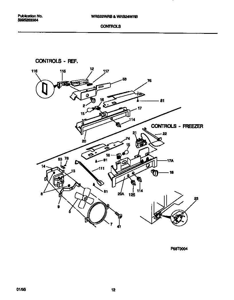 White-Westinghouse WRS24WRBW1 controls diagram