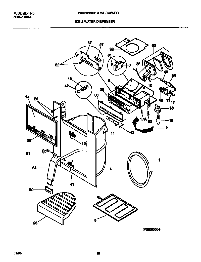 White-Westinghouse WRS24WRBW1 ice & water  dispener diagram