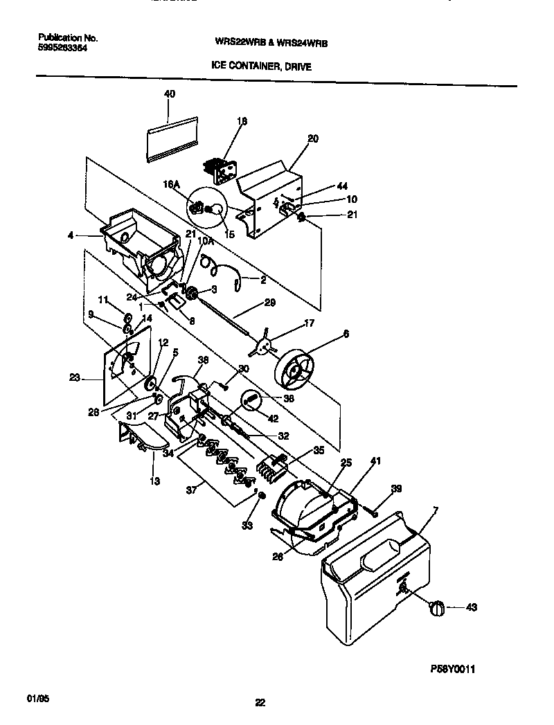 White-Westinghouse WRS24WRBW1 ice container, drive diagram